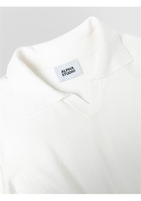 Alpha Studio polo in crepe di cotone bianco senza bottoni ALPHA STUDIO | Polo | AU-5041B1000